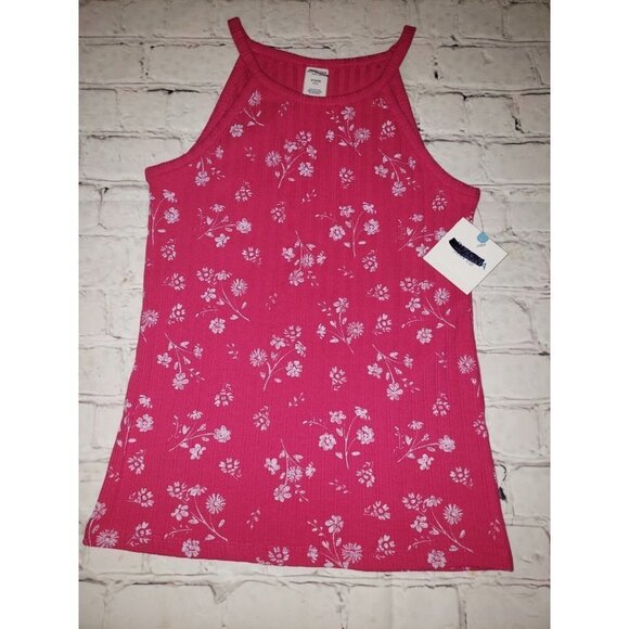𝅺NWT Arizona Jean Co Girls Size Large 14 Fuchsia Pink Floral Tank Top - Picture 1 of 2